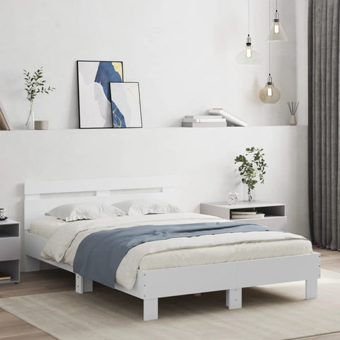 vidaXL Bed Frame with LED without Mattress White 120x200 cm