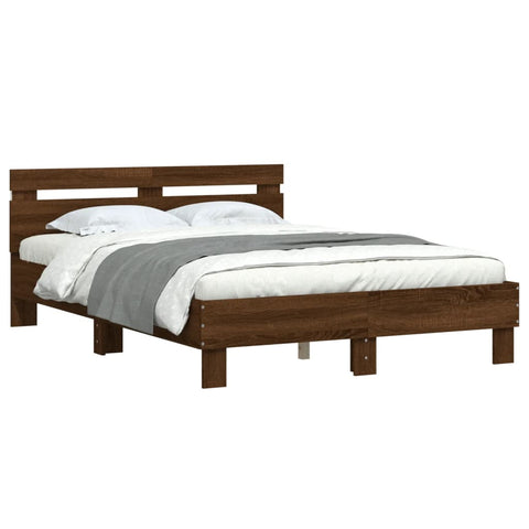 vidaXL Bed Frame with LED without Mattress Brown Oak 120x200 cm