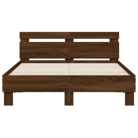 vidaXL Bed Frame with LED without Mattress Brown Oak 120x200 cm