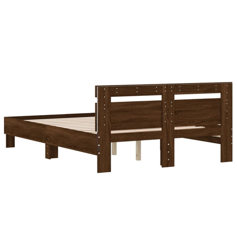 vidaXL Bed Frame with LED without Mattress Brown Oak 120x200 cm