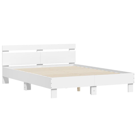 vidaXL Bed Frame with LED without Mattress White 140x190 cm
