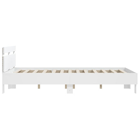vidaXL Bed Frame with LED without Mattress White 140x190 cm