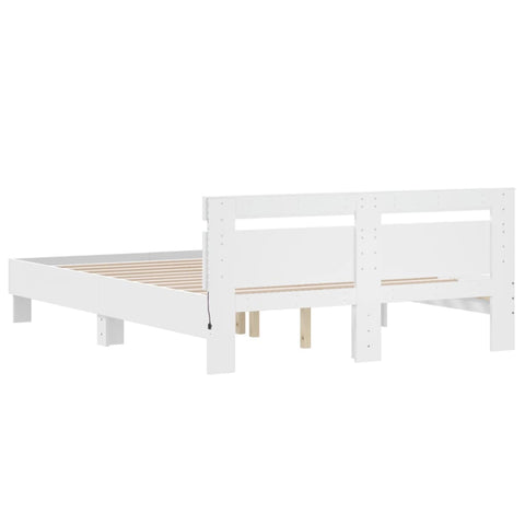 vidaXL Bed Frame with LED without Mattress White 140x190 cm