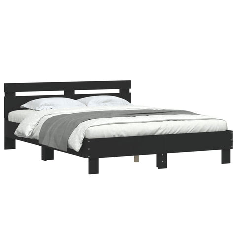 vidaXL Bed Frame with LED without Mattress Black 140x190 cm