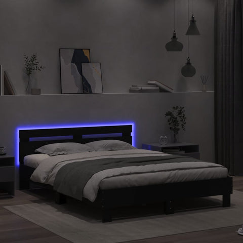 vidaXL Bed Frame with LED without Mattress Black 140x190 cm