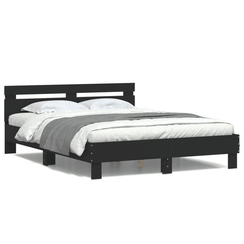 vidaXL Bed Frame with LED without Mattress Black 140x190 cm