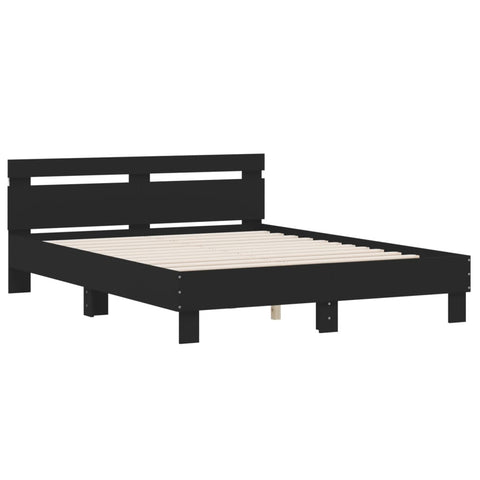 vidaXL Bed Frame with LED without Mattress Black 140x190 cm