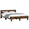 vidaXL Bed Frame with LED without Mattress Smoked Oak 140x190 cm