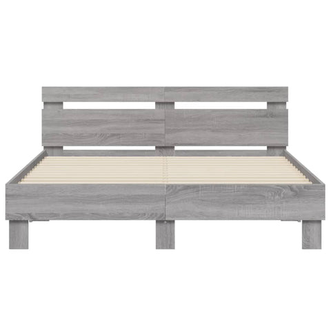 vidaXL Bed Frame with LED without Mattress Grey Sonoma 140x190 cm