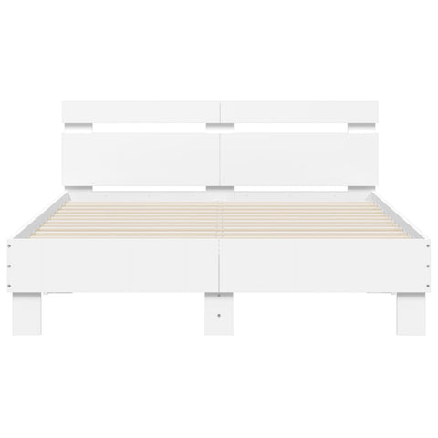vidaXL Bed Frame with LED without Mattress White 135x190 cm Double