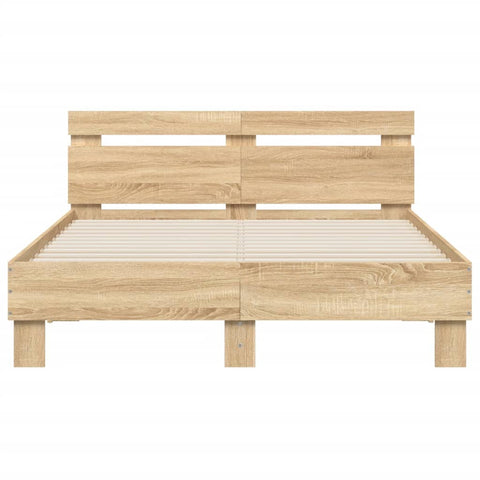 vidaXL Bed Frame with LED without Mattress Sonoma Oak 135x190 cm Double