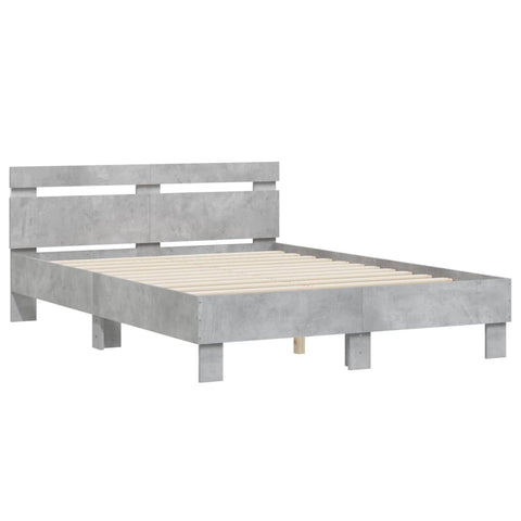 vidaXL Bed Frame with LED without Mattress Concrete Grey 135x190 cm Double