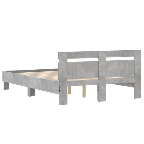 vidaXL Bed Frame with LED without Mattress Concrete Grey 135x190 cm Double