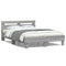 vidaXL Bed Frame with LED without Mattress Grey Sonoma 135x190 cm Double