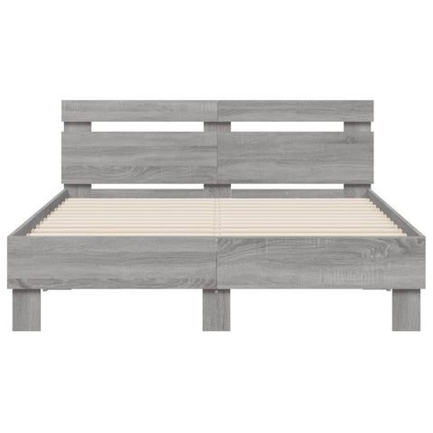 vidaXL Bed Frame with LED without Mattress Grey Sonoma 135x190 cm Double