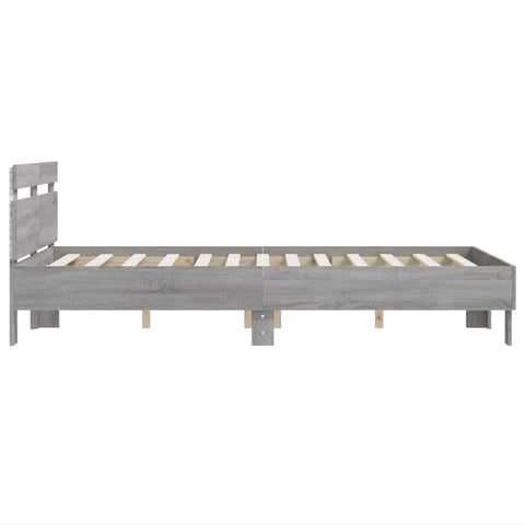 vidaXL Bed Frame with LED without Mattress Grey Sonoma 135x190 cm Double