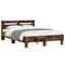 vidaXL Bed Frame with LED without Mattress Smoked Oak 120x190 cm Small Double
