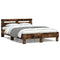 vidaXL Bed Frame with LED without Mattress Smoked Oak 120x190 cm Small Double