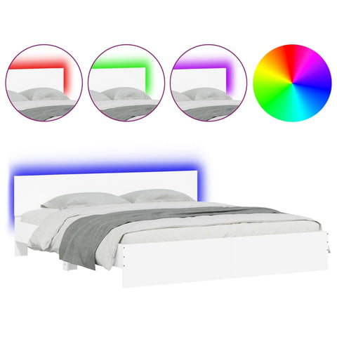 vidaXL Bed Frame with LED without Mattress White 200x200 cm
