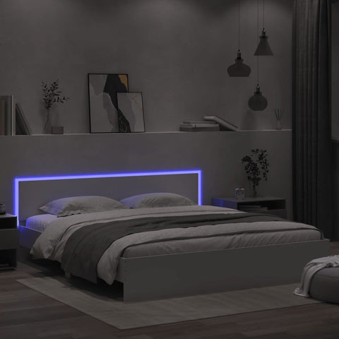 vidaXL Bed Frame with LED without Mattress White 200x200 cm