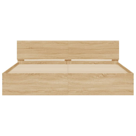vidaXL Bed Frame with LED without Mattress Sonoma Oak 200x200 cm