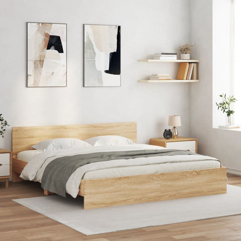 vidaXL Bed Frame with LED without Mattress Sonoma Oak 200x200 cm