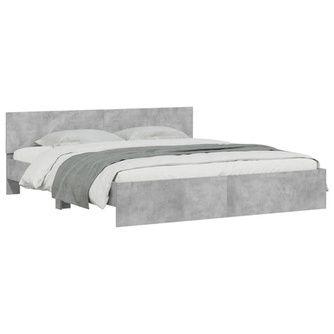 vidaXL Bed Frame with LED without Mattress Concrete Grey 200x200 cm