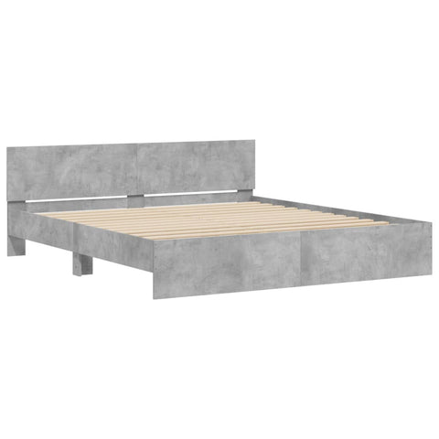 vidaXL Bed Frame with LED without Mattress Concrete Grey 200x200 cm