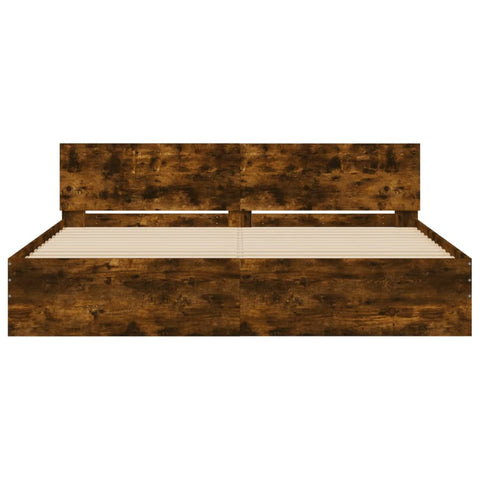 vidaXL Bed Frame with LED without Mattress Smoked Oak 200x200 cm