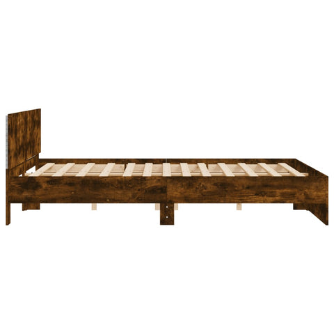 vidaXL Bed Frame with LED without Mattress Smoked Oak 200x200 cm