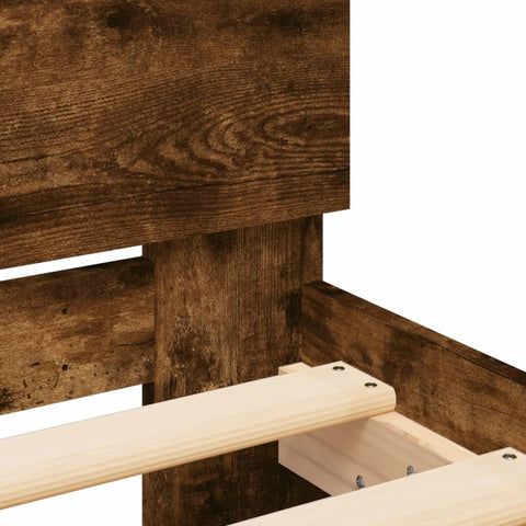 vidaXL Bed Frame with LED without Mattress Smoked Oak 200x200 cm