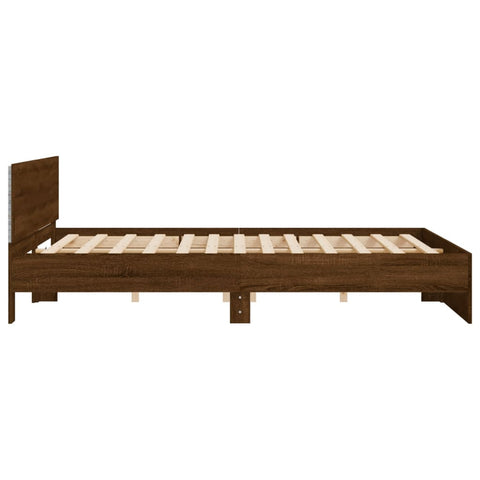 vidaXL Bed Frame with LED without Mattress Brown Oak 200x200 cm