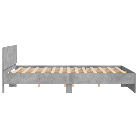 vidaXL Bed Frame with LED without Mattress Concrete Grey 180x200 cm Super King