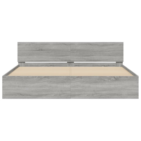vidaXL Bed Frame with LED without Mattress Grey Sonoma 180x200 cm Super King