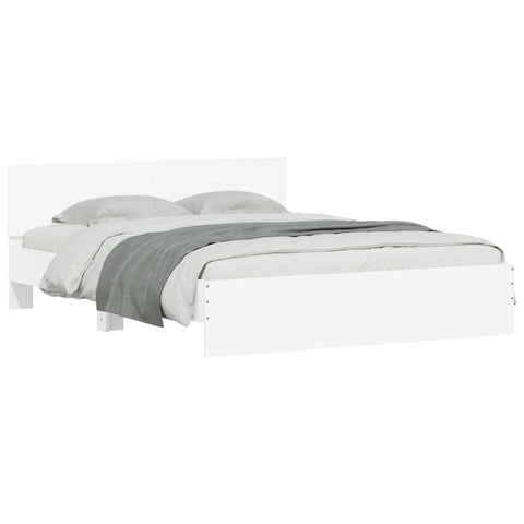 vidaXL Bed Frame with LED without Mattress White 160x200 cm