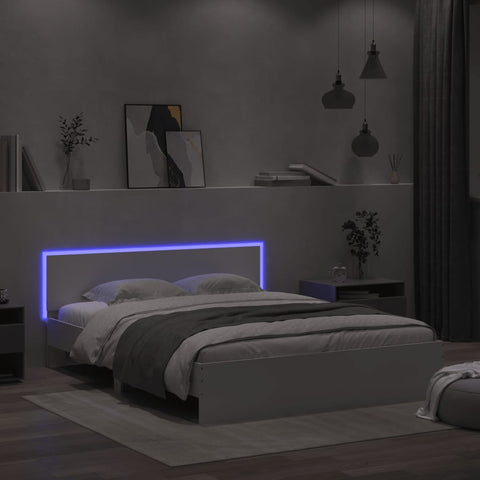 vidaXL Bed Frame with LED without Mattress White 160x200 cm