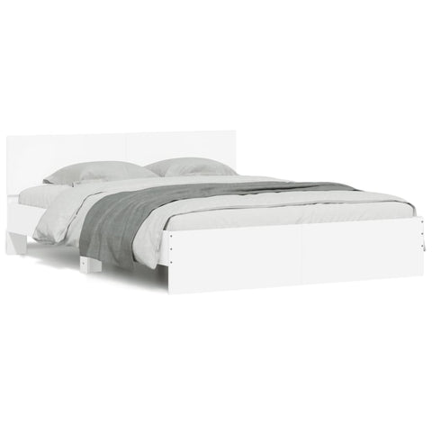 vidaXL Bed Frame with LED without Mattress White 160x200 cm