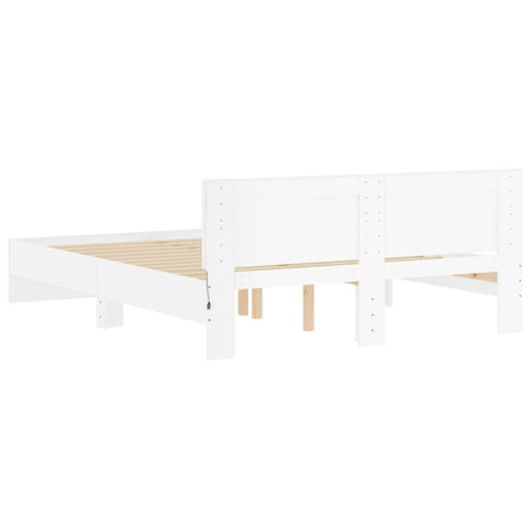 vidaXL Bed Frame with LED without Mattress White 160x200 cm