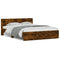 vidaXL Bed Frame with LED without Mattress Smoked Oak 160x200 cm