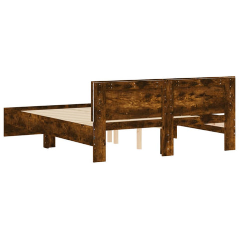 vidaXL Bed Frame with LED without Mattress Smoked Oak 160x200 cm