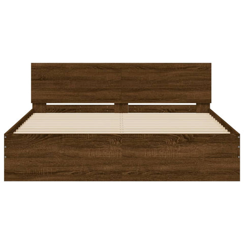 vidaXL Bed Frame with LED without Mattress Brown Oak 160x200 cm