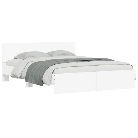 vidaXL Bed Frame with LED without Mattress White 150x200 cm King Size