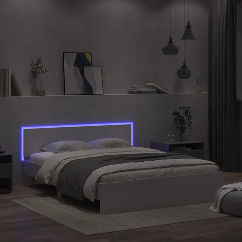 vidaXL Bed Frame with LED without Mattress White 150x200 cm King Size