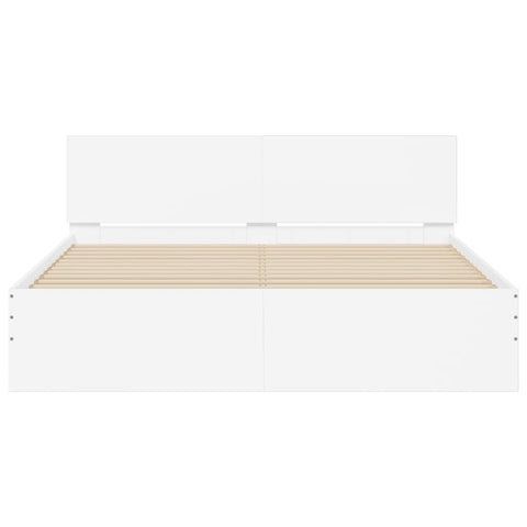 vidaXL Bed Frame with LED without Mattress White 150x200 cm King Size