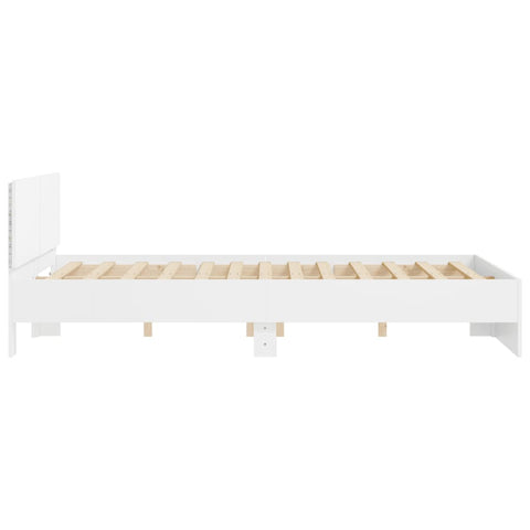 vidaXL Bed Frame with LED without Mattress White 150x200 cm King Size