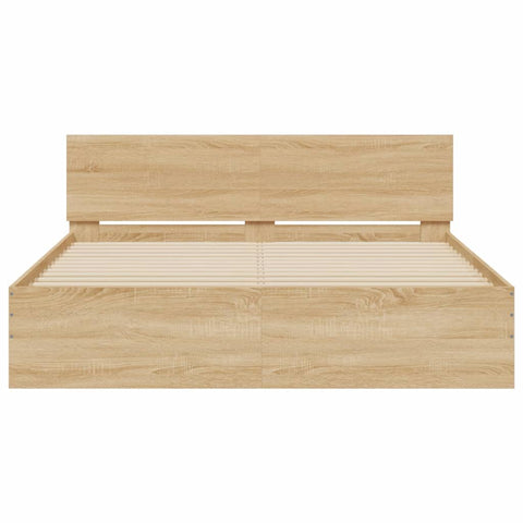 vidaXL Bed Frame with LED without Mattress Sonoma Oak 150x200 cm King Size