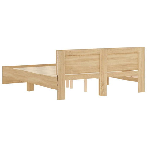vidaXL Bed Frame with LED without Mattress Sonoma Oak 150x200 cm King Size