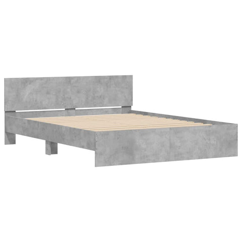 vidaXL Bed Frame with Headboard and LED Concrete Grey 150x200 cm King Size