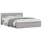 vidaXL Bed Frame with Headboard and LED Grey Sonoma 150x200 cm King Size