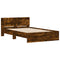 vidaXL Bed Frame with Headboard and LED Smoked Oak 140x200 cm